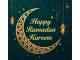 Ramadan Kareem with crescent moon and lanterns