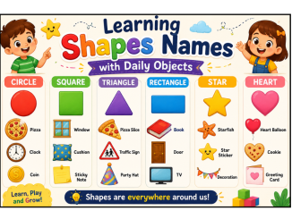 Kids learning shapes with daily objects